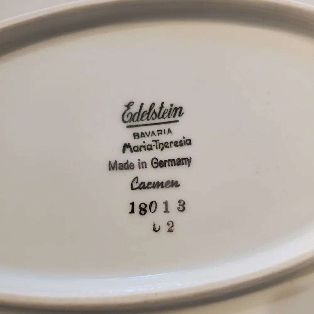 Vintage Edelstein Bavaria Carmen 15" oval china platter pink and grey floral - Picture 7 of 8